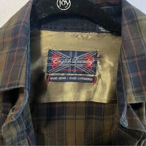 English Laundry Hand sewn brown/blue button down shirt men’s large